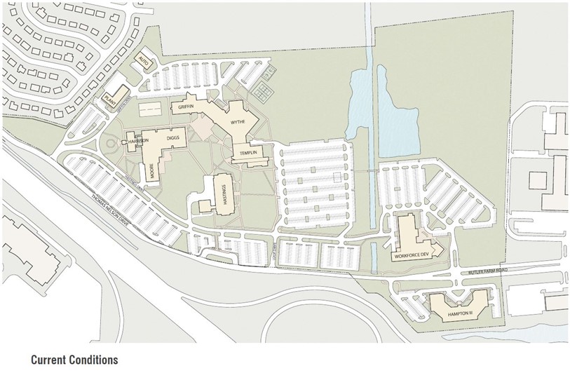 The existing campus plan at Thomas Nelson Community College