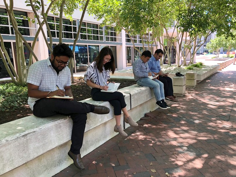 Summer Scholars field sketching in Downtown Norfolk, VA